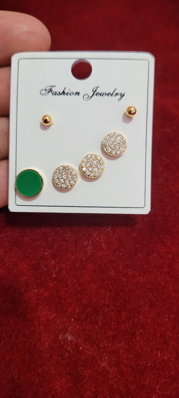 گوشواره ست ۳ تایی نگین دار